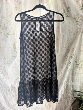 Polka Dot Mesh Shift Dress Women's Polka Dot Mesh Mini Dress